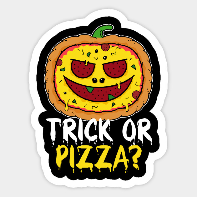Pizza Halloween - Funny Pumpkin Pizza Face - Pumpkin Face - Sticker